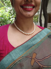 Single Line Fresh Water Pearls-Silver Neckpiece-House of Taamara-House of Taamara