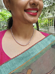 Single Line Fresh Water Pearls-Silver Neckpiece-House of Taamara-House of Taamara