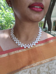 Single Line Fresh Water Pearls-Silver Neckpiece-House of Taamara-House of Taamara