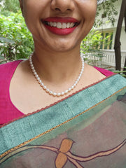Single Line Fresh Water Pearls-Silver Neckpiece-House of Taamara-House of Taamara