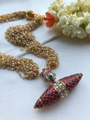 Tai Tai pendant with Pearls bunch mala-Silver Neckpiece-PL-House of Taamara