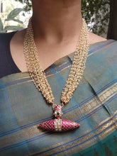 Tai Tai pendant with Pearls bunch mala-Silver Neckpiece-PL-House of Taamara