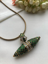Tai tai green pendant with antique polish chain-Silver Neckpiece-PL-House of Taamara