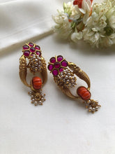 Thodu flower with pearl bunch vintage style-Earrings-PL-House of Taamara