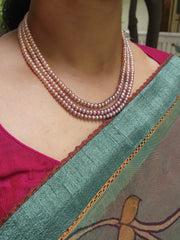Three Line Fresh Water Pearls-Silver Neckpiece-House of Taamara-House of Taamara