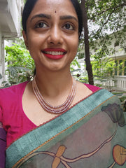 Three Line Fresh Water Pearls-Silver Neckpiece-House of Taamara-House of Taamara