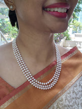 Three Line Fresh Water Pearls-Silver Neckpiece-House of Taamara-House of Taamara