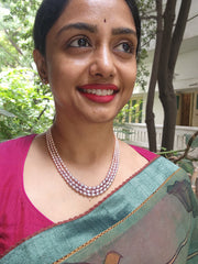 Three Line Fresh Water Pearls-Silver Neckpiece-House of Taamara-House of Taamara