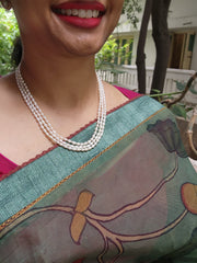 Three Line Fresh Water Pearls-Silver Neckpiece-House of Taamara-House of Taamara