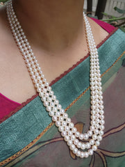 Three Line South Sea Pearls-Silver Neckpiece-House of Taamara-House of Taamara