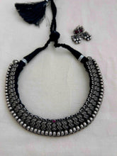 Thussi necklace with earrings, SET-Silver Neckpiece-CI-House of Taamara