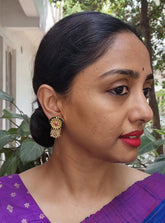 Topaz with antique style flower & pearls bunch-Earrings-PL-House of Taamara