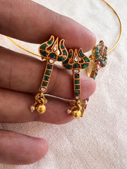 Trishul kundan pendant with earrings, SET-Silver Neckpiece-PL-House of Taamara