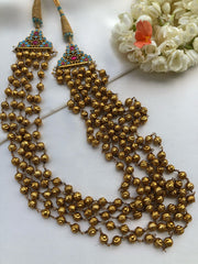 Turquoise side mope with antique style beads 5 layered necklace-Silver Neckpiece-PL-House of Taamara