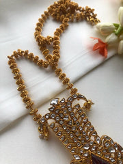 Tussi chain with kundan pendant-Silver Neckpiece-PL-House of Taamara