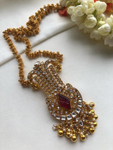 Tussi chain with kundan pendant-Silver Neckpiece-PL-House of Taamara