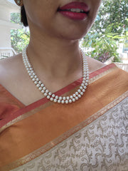 Two Line Fresh Water Pearls-Silver Neckpiece-House of Taamara-House of Taamara