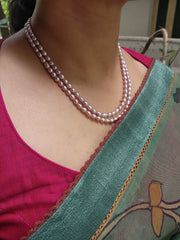 Two Line Fresh Water Pearls-Silver Neckpiece-House of Taamara-House of Taamara