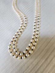 Two Line Fresh Water Pearls-Silver Neckpiece-House of Taamara-House of Taamara