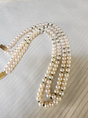 Two Line Fresh Water Pearls-Silver Neckpiece-House of Taamara-House of Taamara