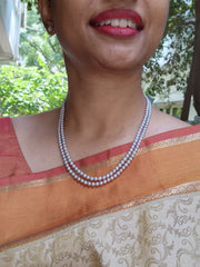 Two Line Fresh Water Pearls-Silver Neckpiece-House of Taamara-House of Taamara