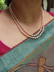 Two Line Fresh Water Pearls-Silver Neckpiece-House of Taamara-House of Taamara