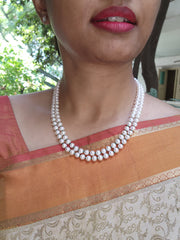 Two Line Fresh Water Pearls-Silver Neckpiece-House of Taamara-House of Taamara