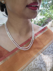 Two Line Fresh Water Pearls-Silver Neckpiece-House of Taamara-House of Taamara