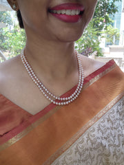 Two Line Fresh Water Pearls-Silver Neckpiece-House of Taamara-House of Taamara