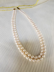 Two Line Fresh Water Pearls-Silver Neckpiece-House of Taamara-House of Taamara