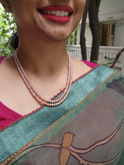 Two Line Fresh Water Pearls-Silver Neckpiece-House of Taamara-House of Taamara
