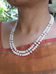 Two Line Fresh Water Pearls-Silver Neckpiece-House of Taamara-House of Taamara