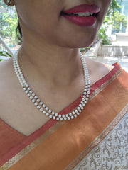 Two Line Fresh Water Pearls-Silver Neckpiece-House of Taamara-House of Taamara