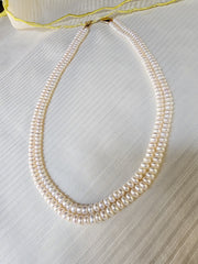 Two Line Fresh Water Pearls-Silver Neckpiece-House of Taamara-House of Taamara