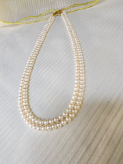 Two Line Fresh Water Pearls-Silver Neckpiece-House of Taamara-House of Taamara