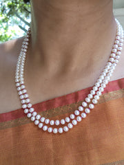 Two Line Fresh Water Pearls-Silver Neckpiece-House of Taamara-House of Taamara