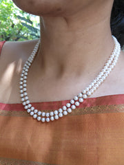 Two Line Fresh Water Pearls-Silver Neckpiece-House of Taamara-House of Taamara