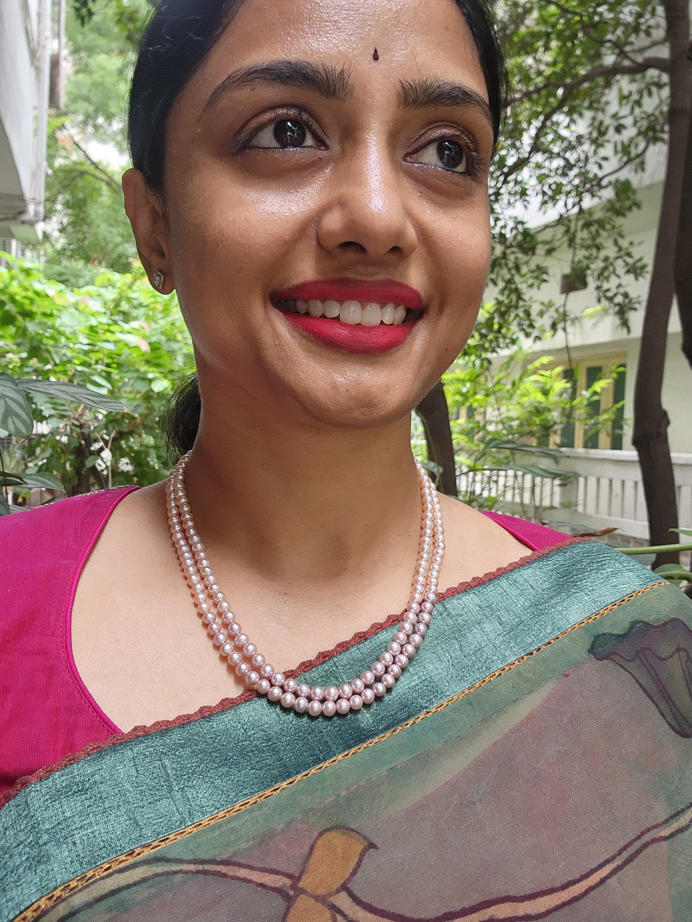 Two Line Fresh Water Pearls-Silver Neckpiece-House of Taamara-House of Taamara