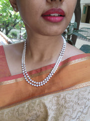 Two Line Fresh Water Pearls-Silver Neckpiece-House of Taamara-House of Taamara
