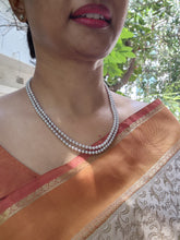Two Line Fresh Water Pearls-Silver Neckpiece-House of Taamara-House of Taamara