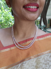Two Line Fresh Water Pearls-Silver Neckpiece-House of Taamara-House of Taamara