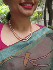 Two Line Fresh Water Pearls-Silver Neckpiece-House of Taamara-House of Taamara