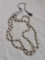 Two line dholki beads necklace-Silver Neckpiece-CI-House of Taamara