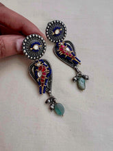 Two tone hangings with kundan bird-Earrings-CI-House of Taamara