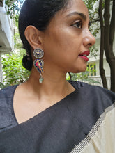 Two tone hangings with kundan bird-Earrings-CI-House of Taamara