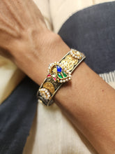Two tone kundan motif bangles, PAIR-Silver Bracelet-CI-House of Taamara