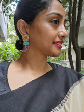 Two tone pink kemp flower earrings and calcedony stone-Earrings-CI-House of Taamara