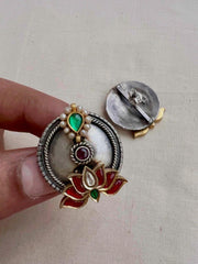 Two tone studs with lotus motif-Earrings-CI-House of Taamara