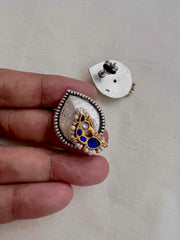 Two tone studs with peacock motif-Earrings-CI-House of Taamara