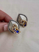 Two tone studs with peacock motif-Earrings-CI-House of Taamara